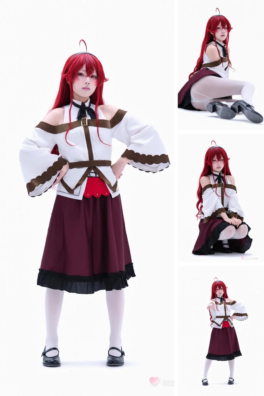 Ảnh sex cosplay ảnh thể hiện cosplayer tóc đỏ trong bộ trang phục anime phong cách học đường.
