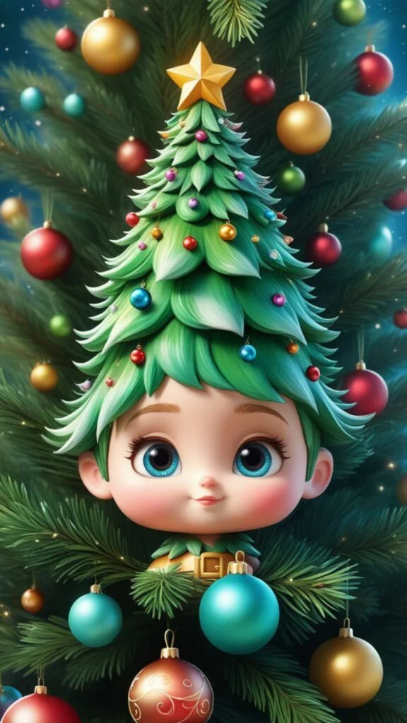 Hình nền cây thông bé dễ thương