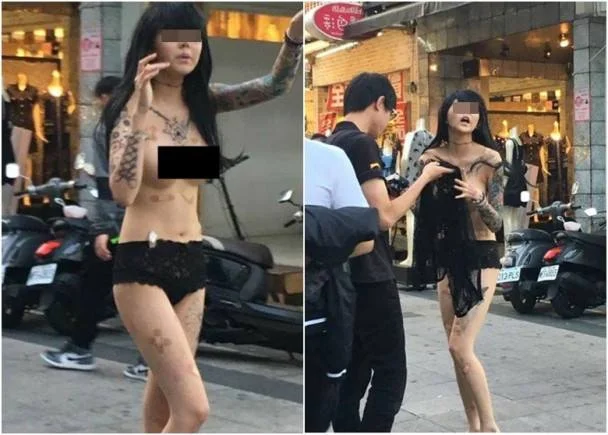 Hotgirl gần như khỏa thân thả dáng trên phố khiến người đi đường choáng váng