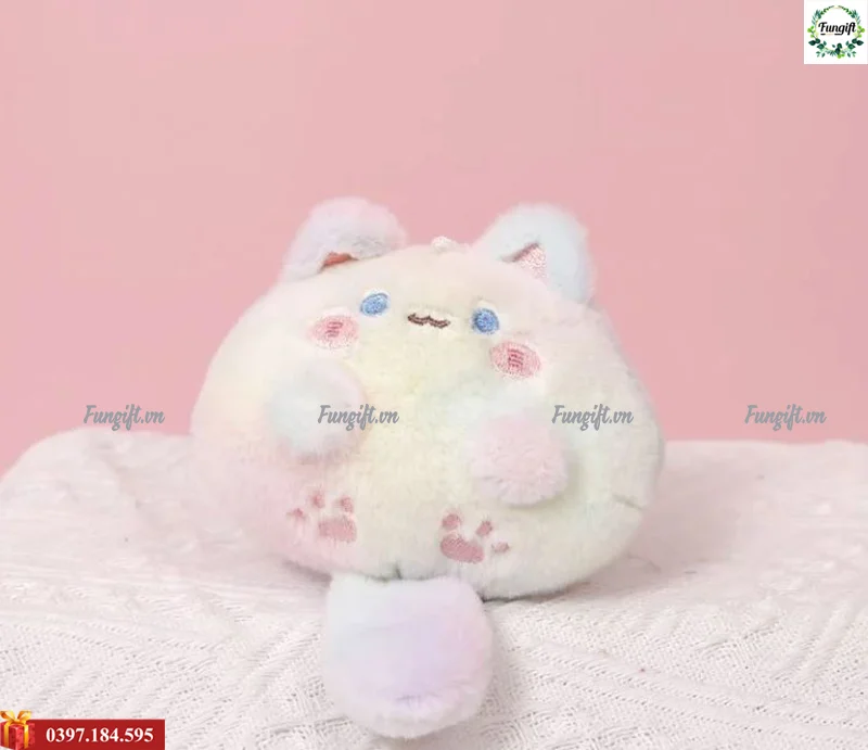 Móc khóa cute mèo melo in logo quà tặng