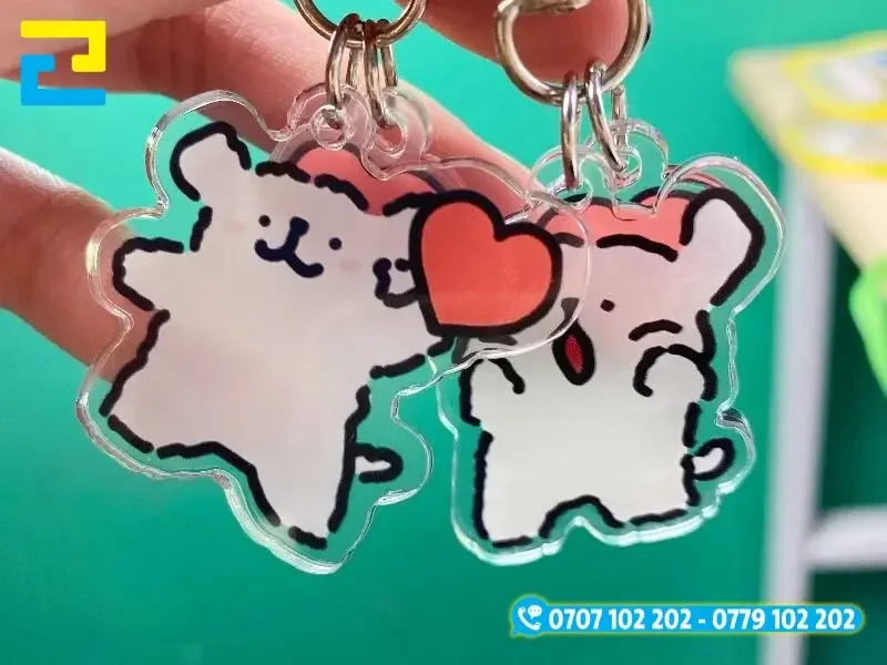 Móc khóa cute chất liệu mica dễ thương