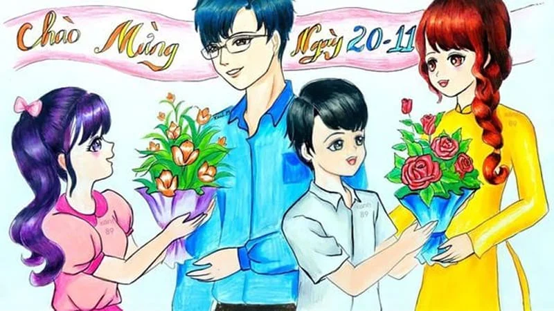 20+ ý tưởng vẽ tranh 20-11 đơn giản mà đẹp theo chủ đề