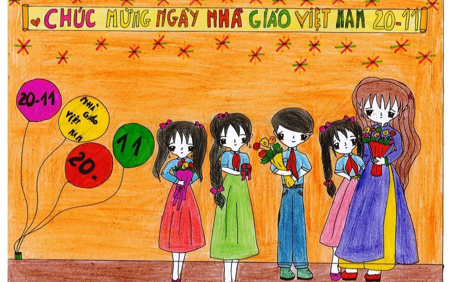 80+ Tranh vẽ 20/11 tri ân thầy cô đơn giản, đẹp nhất