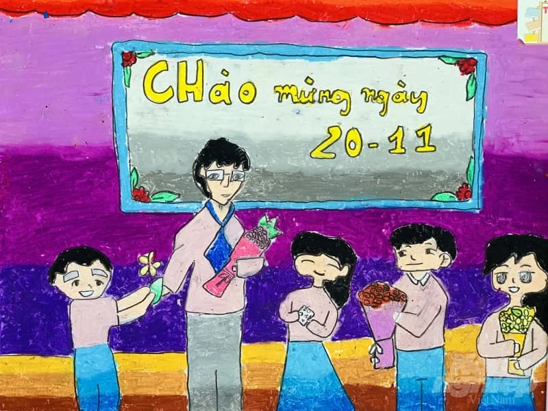Tranh vẽ 20/11 bằng bút sáp màu cực ấn tượng. (Ảnh: Sưu tầm Internet) (2)