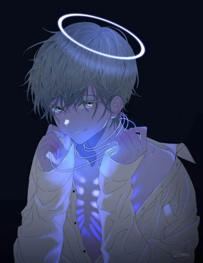avatar ngầu nam tóc xanh ánh sáng neon huyền ảo