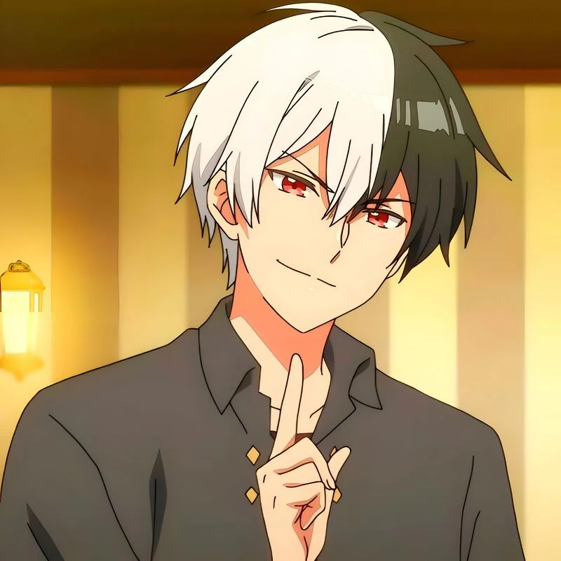 hình ảnh avatar ngầu nam nửa tóc trắng nửa đen phong cách anime