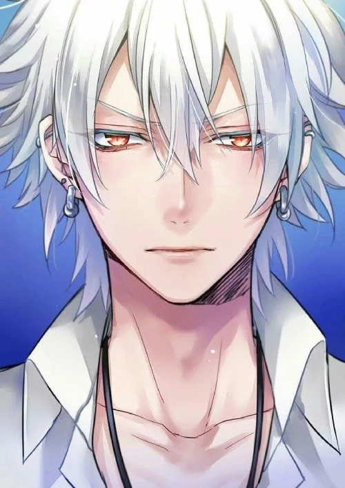 hình ảnh avatar ngầu nam tóc trắng mắt vàng phong cách anime