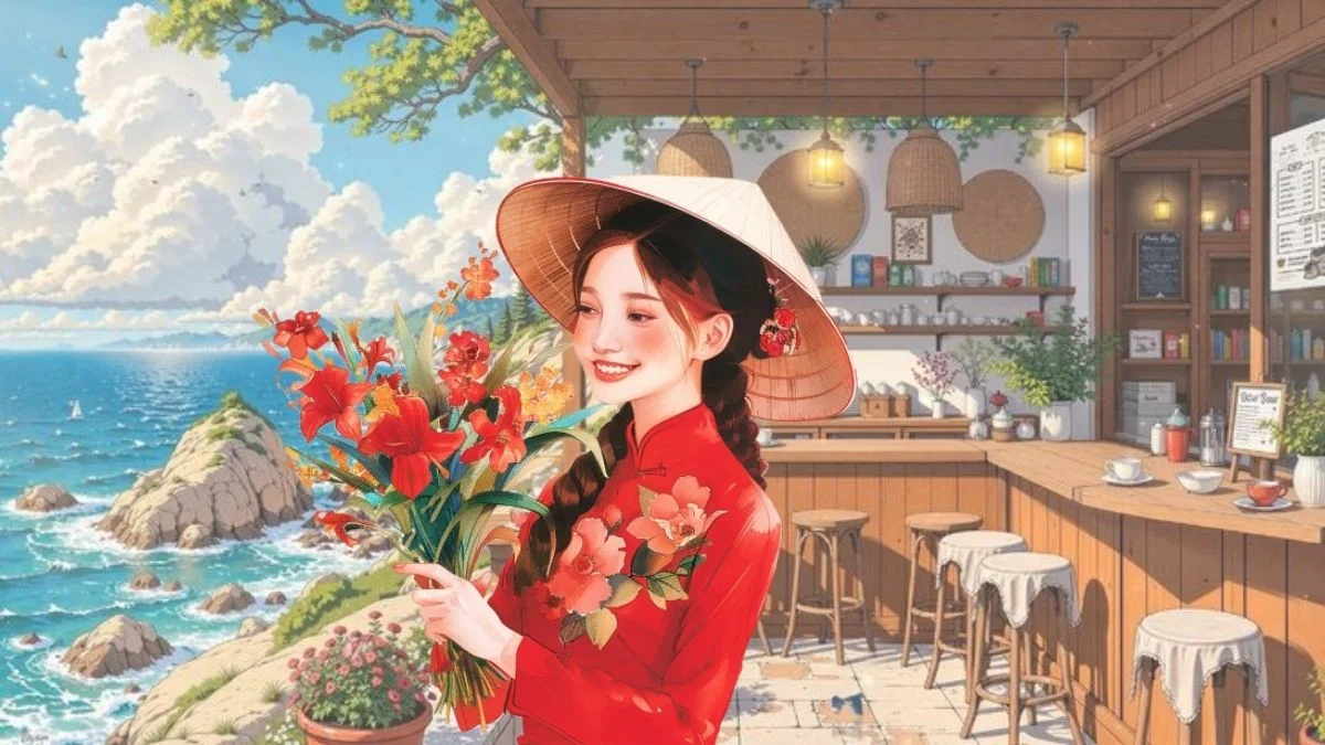 Hình ảnh Việt Nam chibi cờ đỏ sao vàng rực rỡ