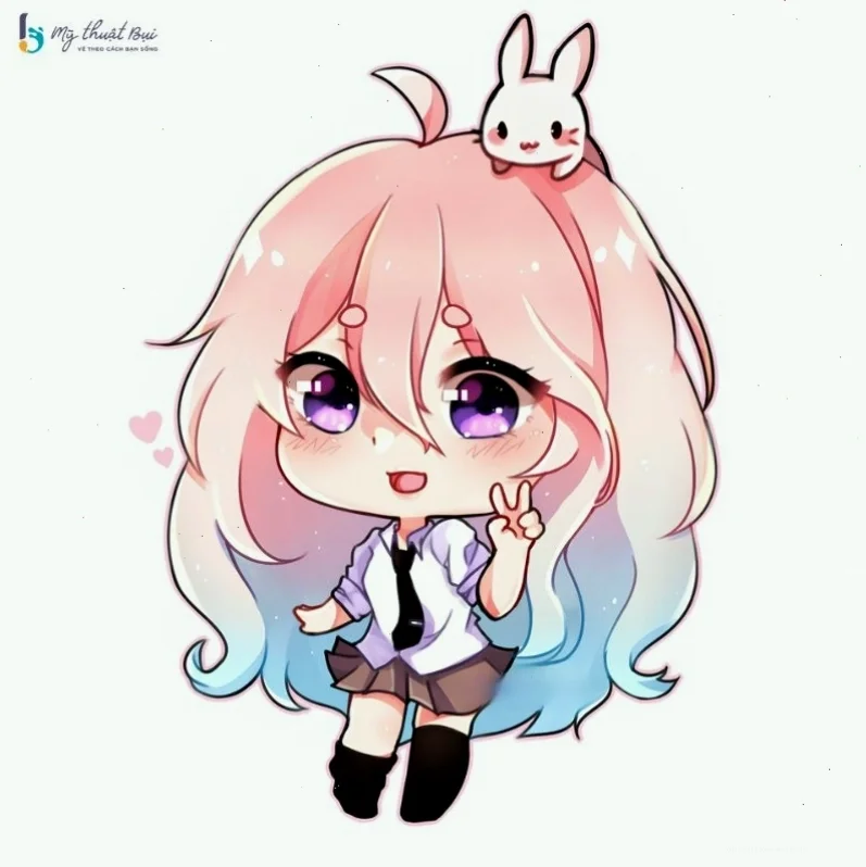 Cô gái chibi đội mũ len dễ thương