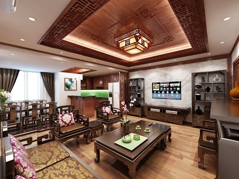 Mẫu thiết kế nội thất phòng khách nhà cấp 4 truyền thống