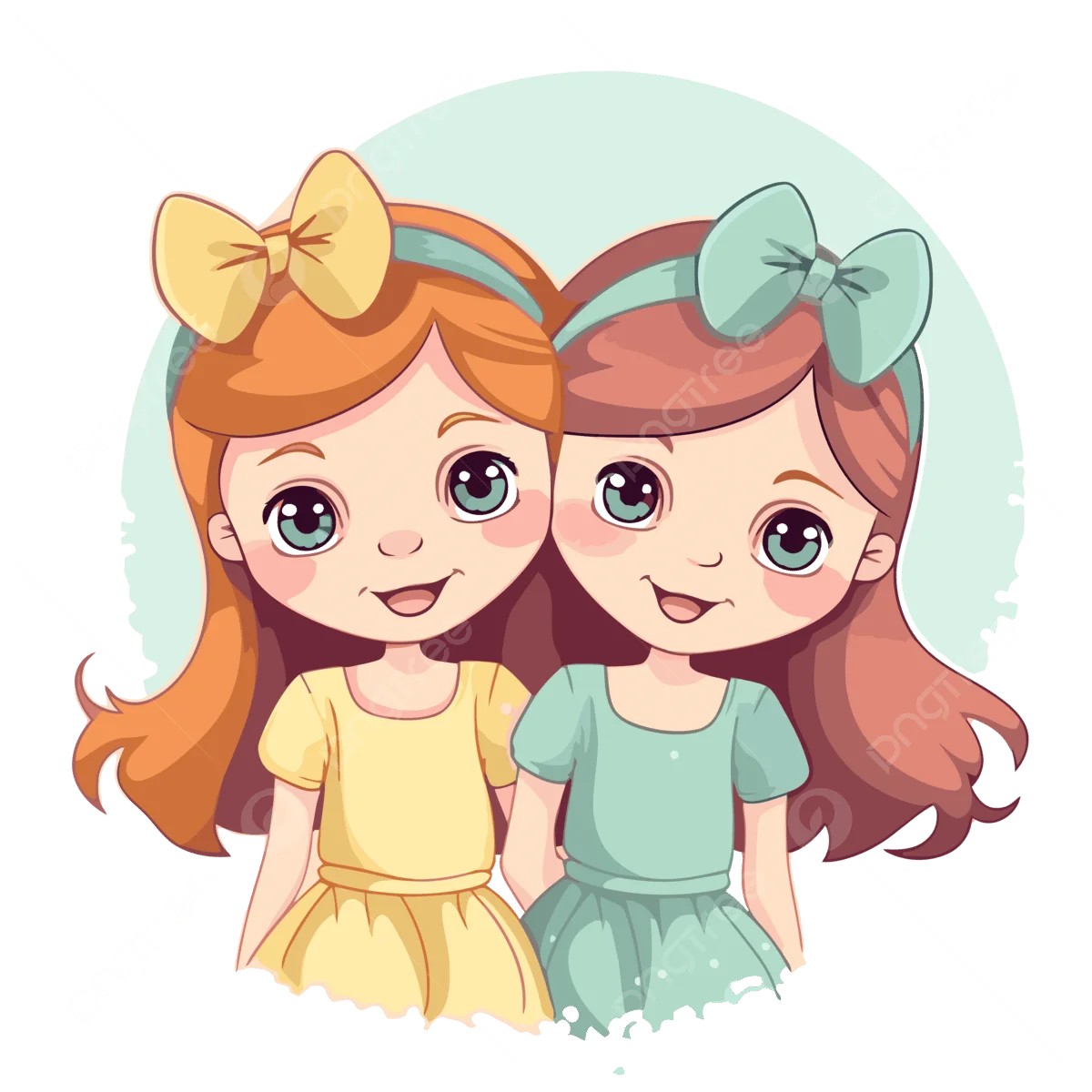 Hình ảnh Chị Em Dễ Thương Clipart Hai Chị Em Hoạt Hình Nắm Tay Nhau Vectơ PNG , Em Gái Dễ Thương, Clip Nghệ Thuật, Hoạt Hình PNG và Vector với nền
