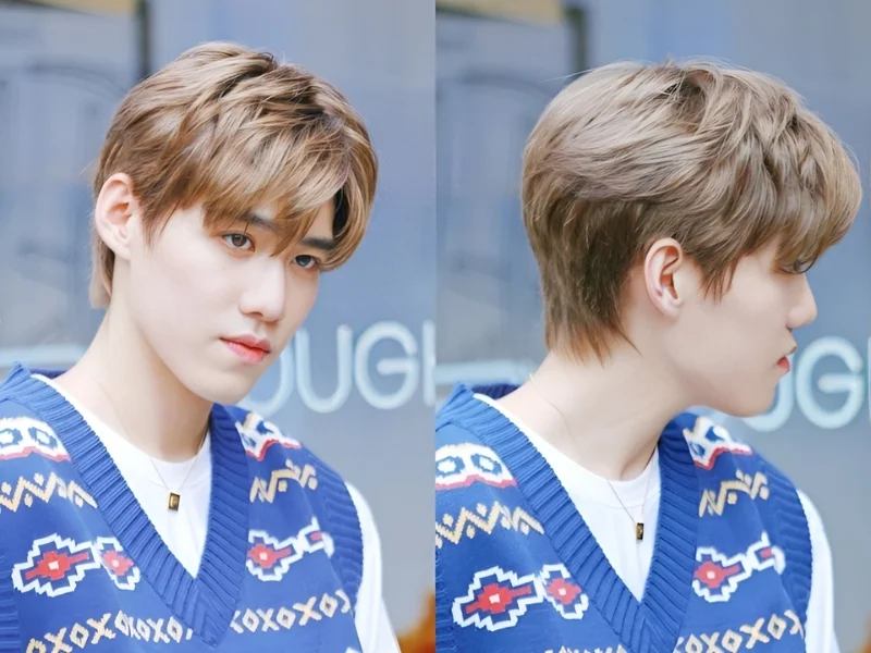 kiểu tóc mullet layer nhuộm nâu vàng