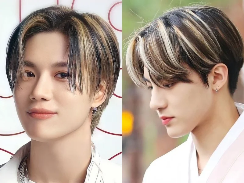 kiểu tóc mullet layer nhuộm highlight vàng