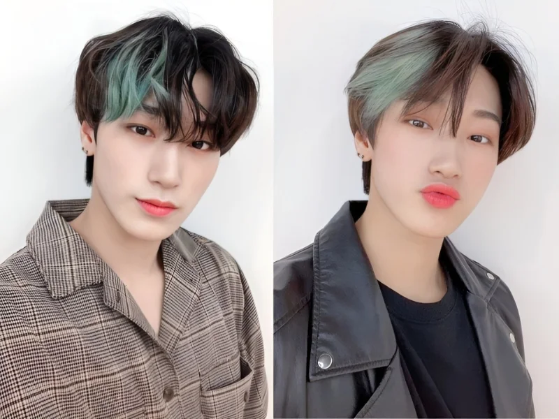 kiểu tóc mullet layer nhuộm highlight xanh lá