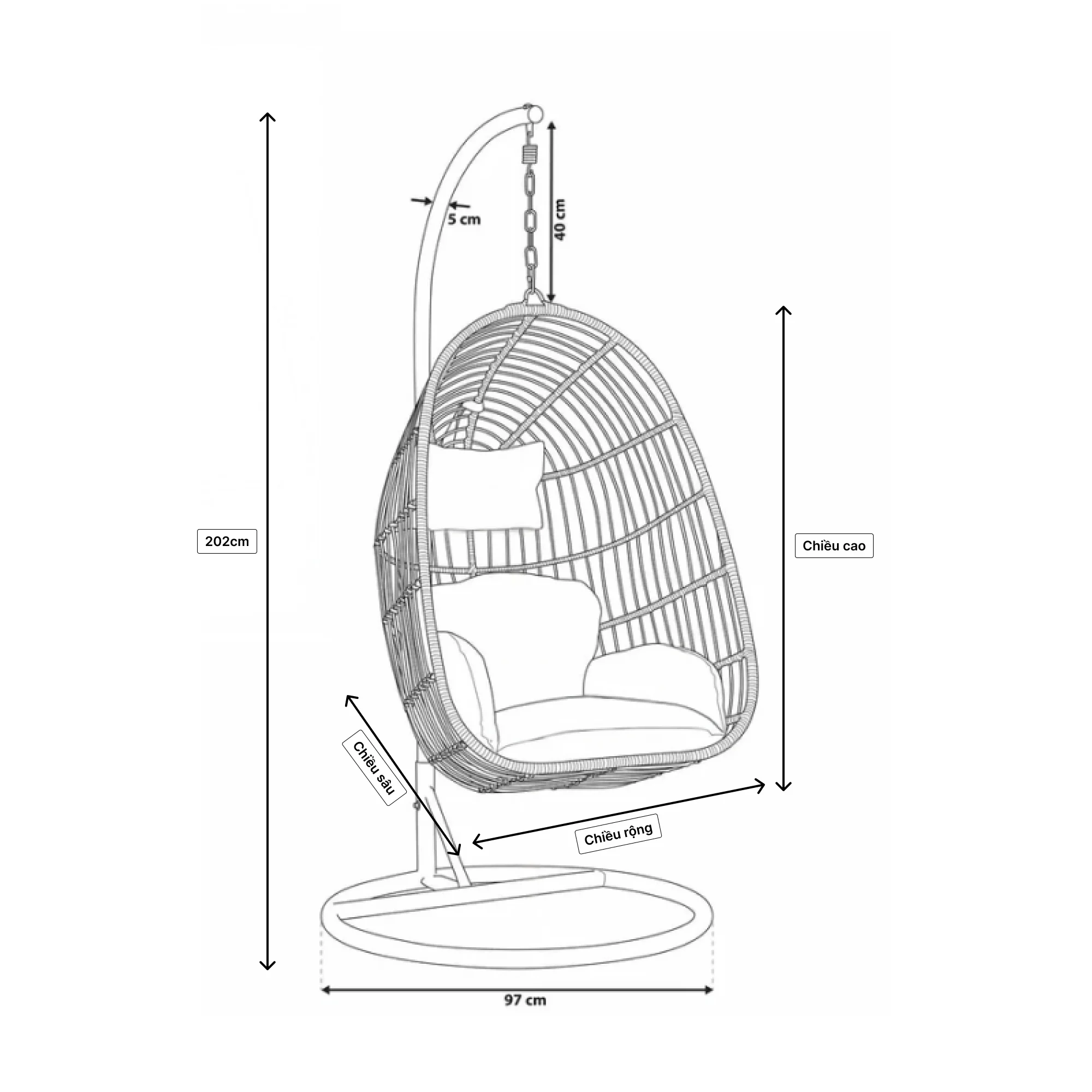 Xích đu mây thư giản Poly | Nội Thất Home Mây