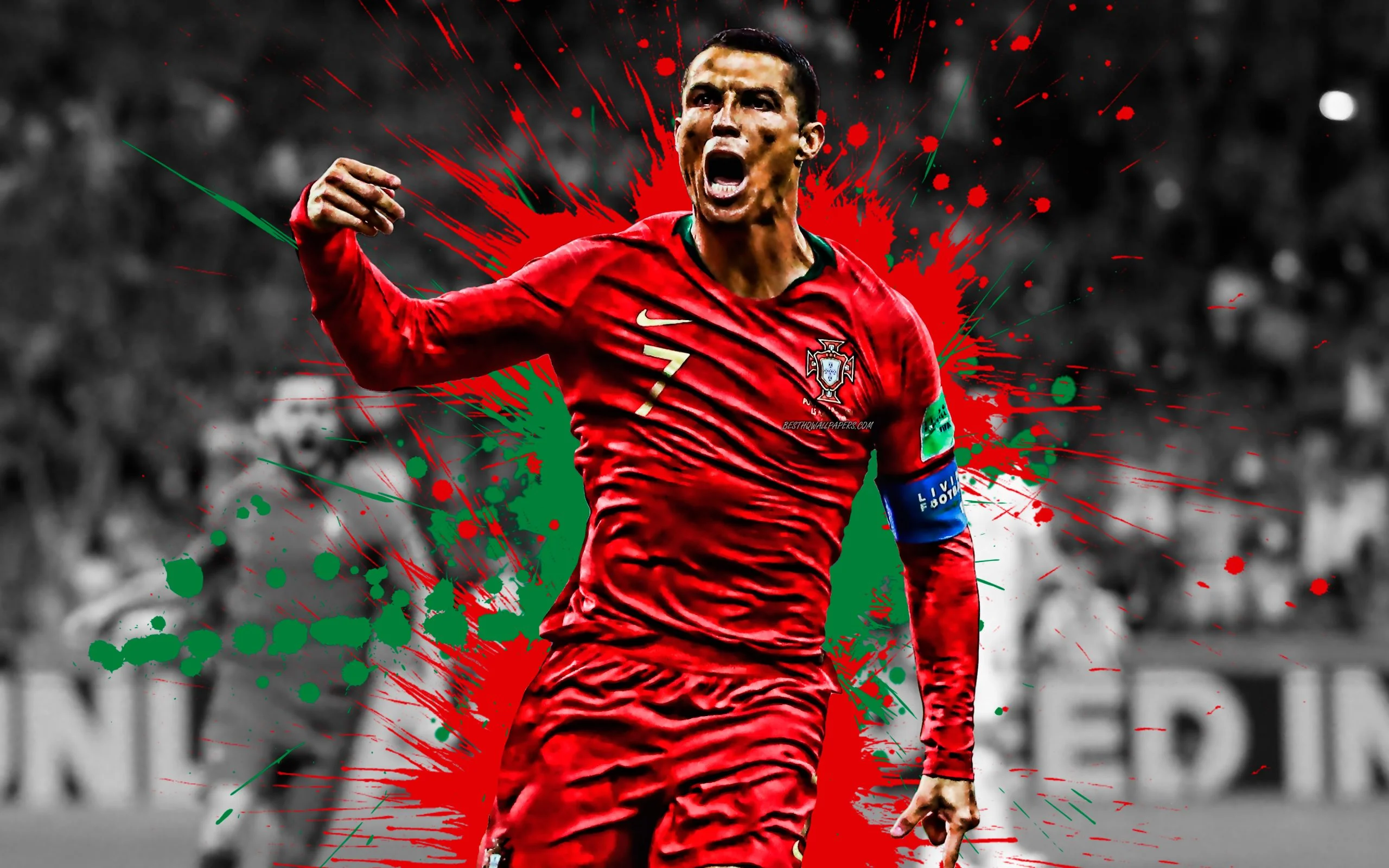 Hình nền Ronaldo trong màu áo đội tuyển Bồ Đào Nha phong cách nghệ thuật