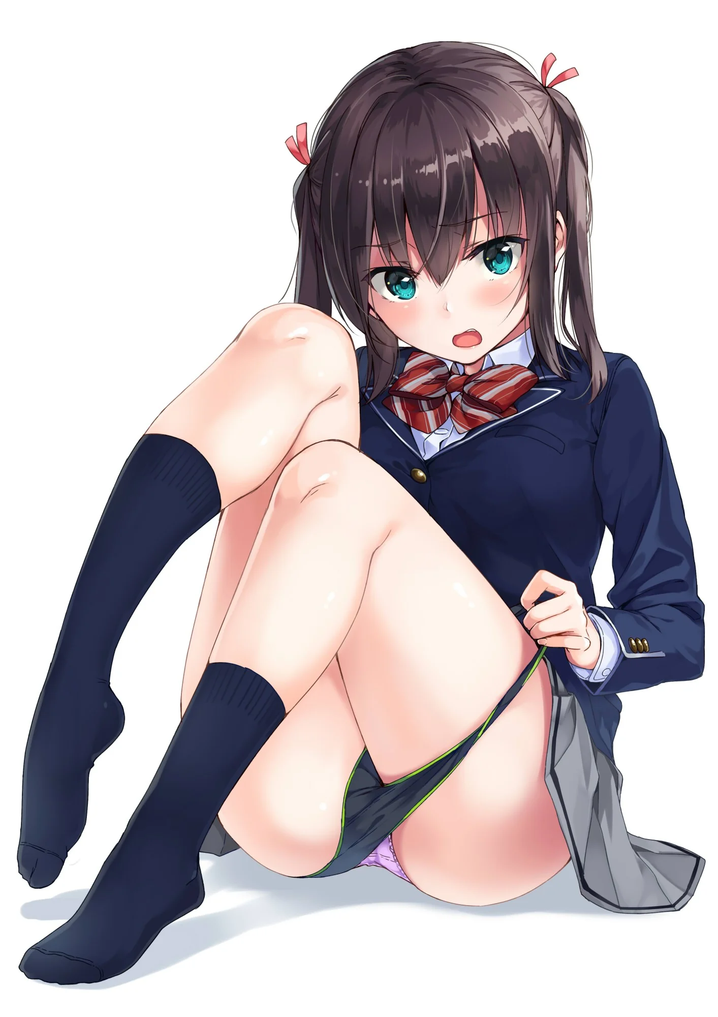 Hình nền : Anime cô gái, tóc ngắn, Brunette, hoạt hình, tóc đen, Đầu gối, đôi chân, váy, Mắt nước mắt, Đồ lót, Quần áo, Cởi quần áo, Trang phục, Mangaka
