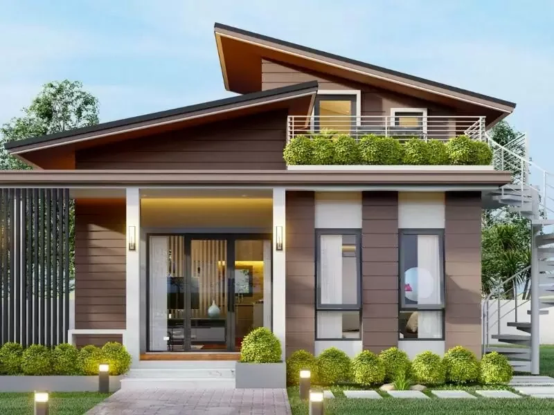 Mẫu nhà cấp 4 mái lệch đẹp, độc đáo, ấn tượng