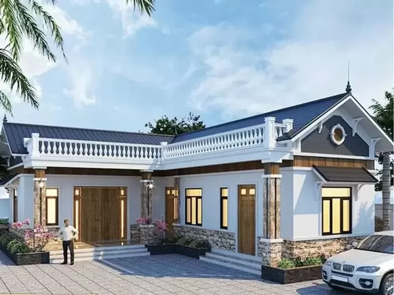 Mẫu nhà cấp 4 chữ L tối ưu diện tích đất