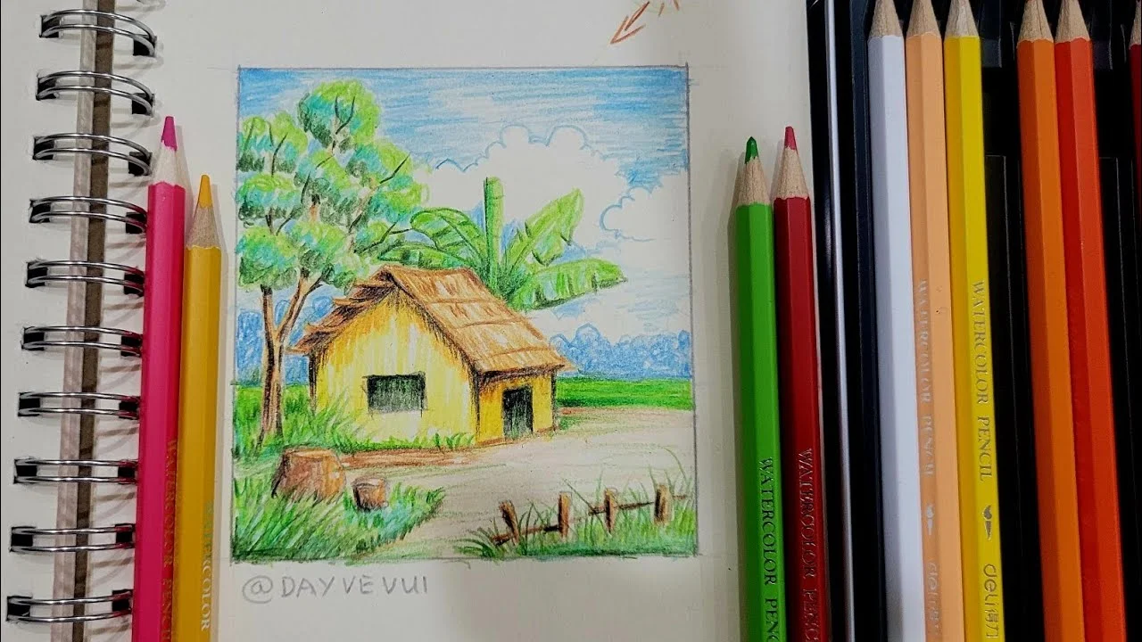 Dạy vẽ tranh phong cảnh bằng bút chì màu
