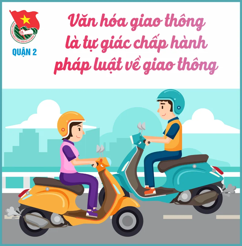 Hình ảnh an toàn giao thông minh họa việc đội mũ bảo hiểm khi đi xe máy