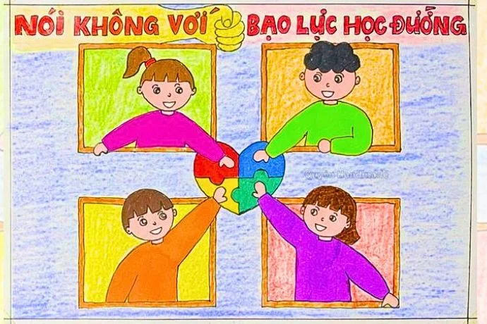 tranh ve tinh ban dep chong bao luc hoc duong