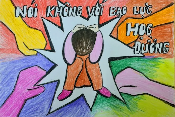 tranh ve chu de bao luc hoc duong va su che cho