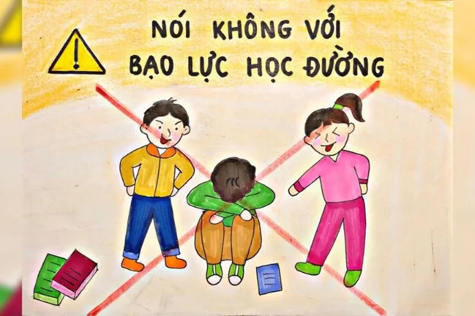 vẽ tranh bạo lực học đường đẹp nhất với thông điệp tuyên truyền tích cực