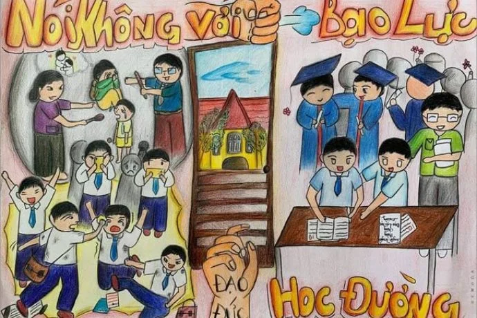 tranh ve chu de bao luc hoc duong va tinh ban