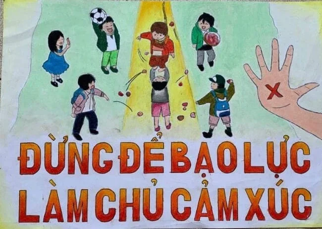 Vẽ tranh bạo lực học đường đẹp nhất với thông điệp phòng chống bạo lực cho học sinh