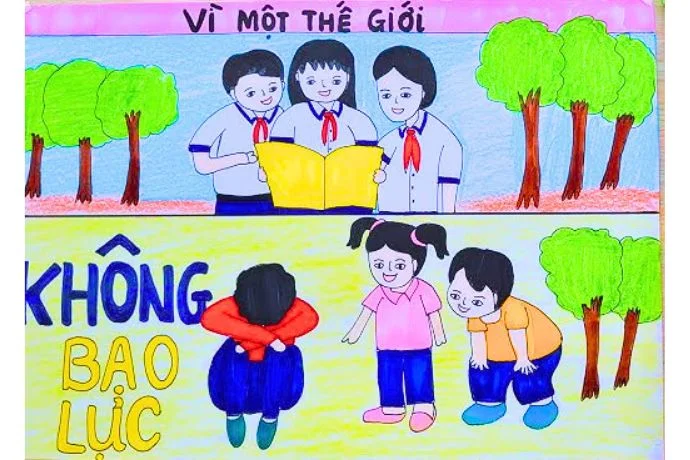 tranh ve phong chong bao luc hoc duong de thuong